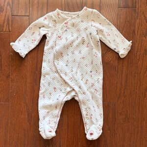 Carter's Cream Floral Wrap Style Footie Sleeper Pajamas 6M